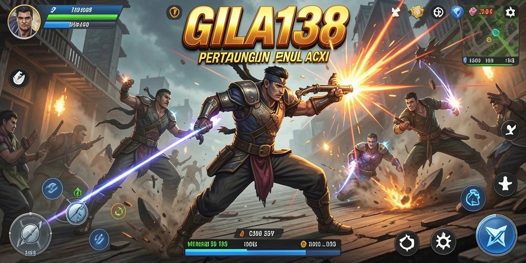 Tangkapan layar menunjukkan momen aksi seru dalam GILA138 saat karakter bertarung.