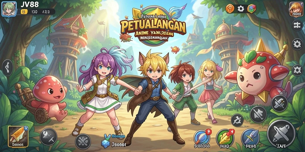 Screenshot JV88 menampilkan aksi seru dalam dunia anime.