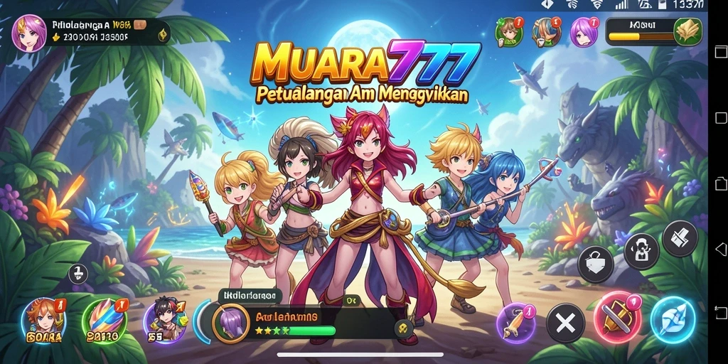 Tampilan gameplay <strong>MUARA777</strong> yang menarik dengan karakter anime yang beraksi.