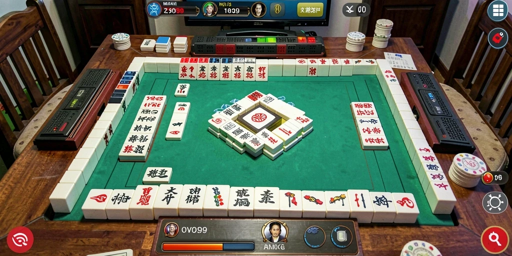 Screenshot OVO99 menampilkan gameplay Mahjong yang menarik.