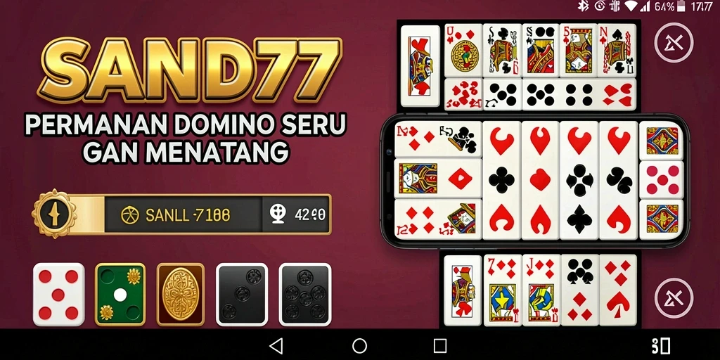 Tampilan gameplay domino yang menarik dan penuh warna di SAND77.