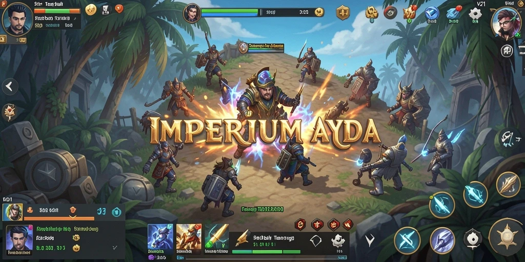 Screenshot gameplay V21 menunjukkan pertempuran strategi yang intens.